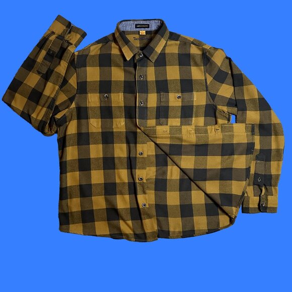Tailor Vintage Luxe Performance Plaid Flannel Shirt Men’s L Buffalo Check Yellow - Picture 4 of 5